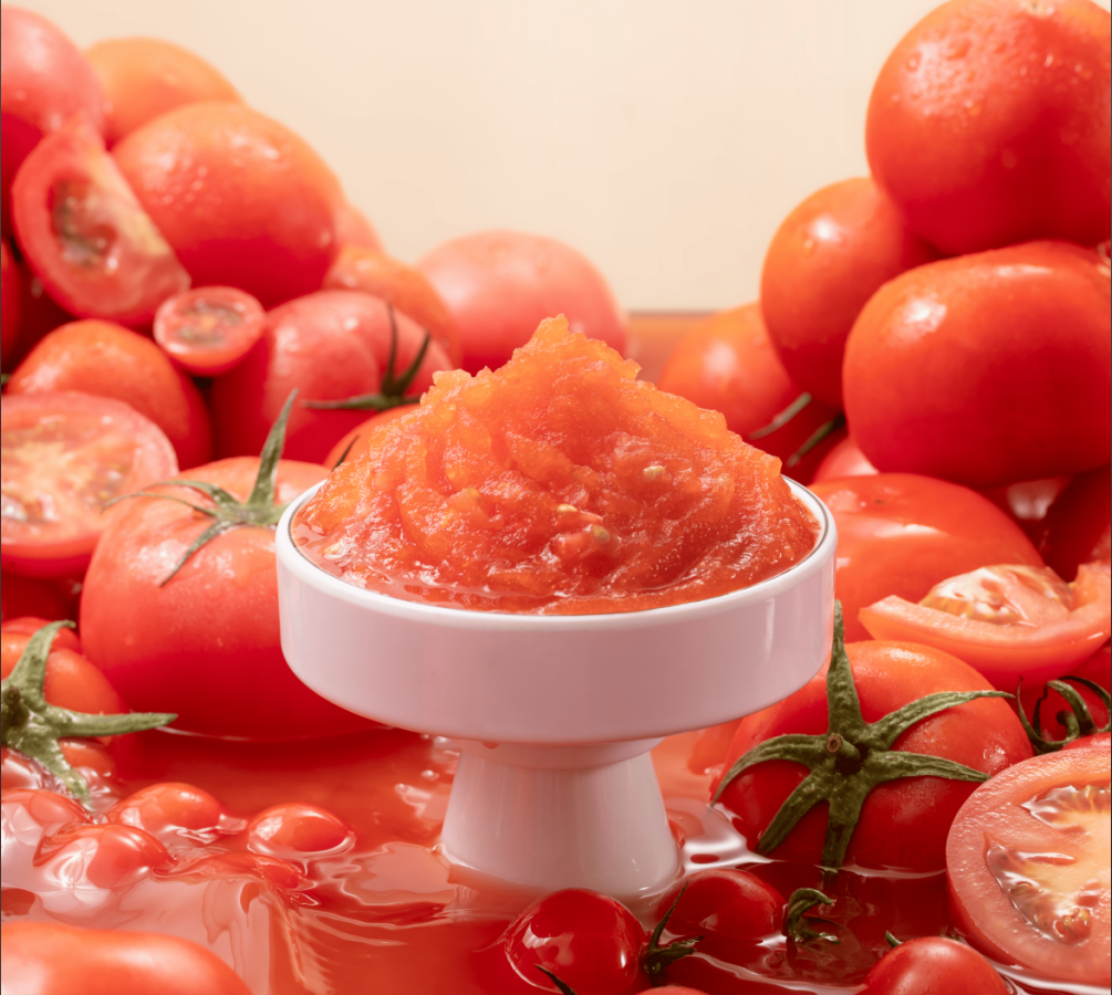 Freshly boiled tomato soup